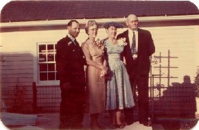(L to R) Samuel and Mary Woldin, Opal and Arthur Rue, 8 Sep 1956, in Bound Brook, New Jersey. Click on photo to 
link to enlargement hosted at deadfread.com.