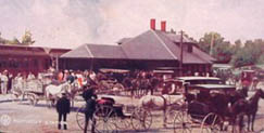 O&W Railroad Depot on St. John Street, Monticello, 1908.