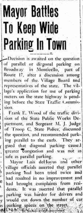 'Mayor battles to keep wide parking', The Republican Watchman, June 20, 1946.