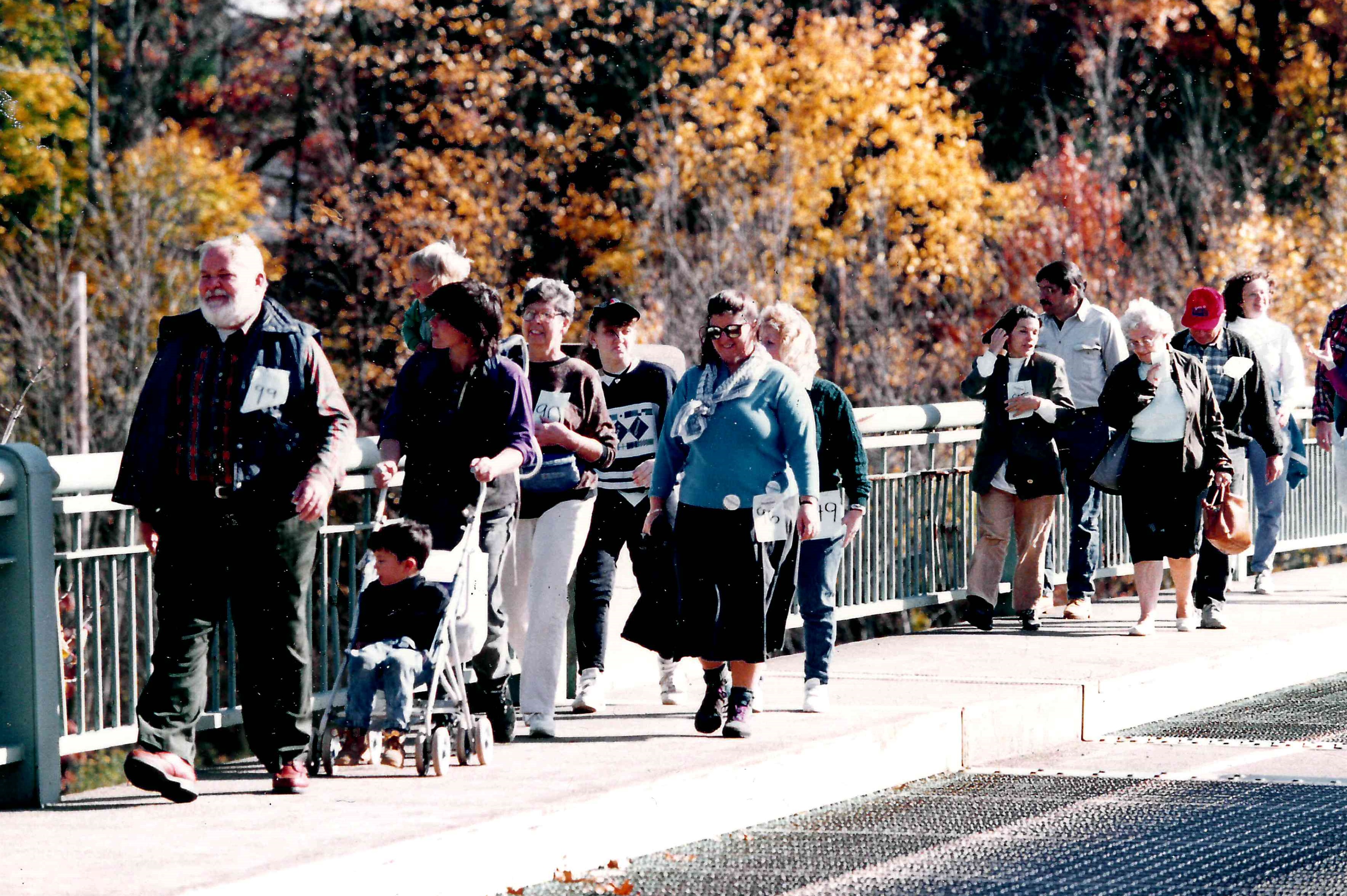 Walkers commenced across the Narrowsburg bridge